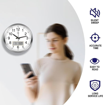 HITO 14 Inch Silent Wall Clock Battery Operated - Image 2