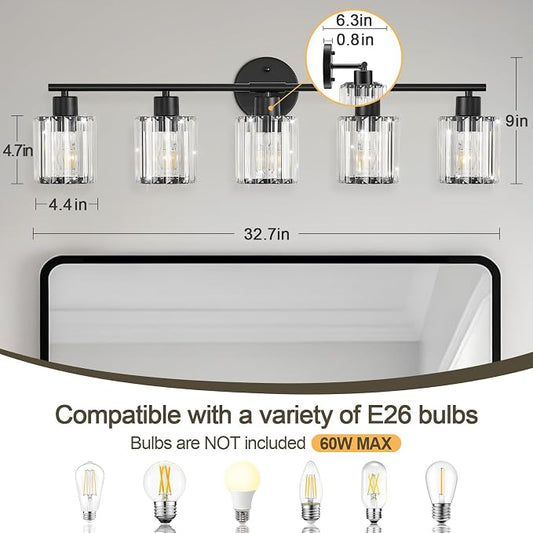 Crystal Bathroom Light Fixtures, Bathroom Lighting Fixtures Over Mirror - Image 2