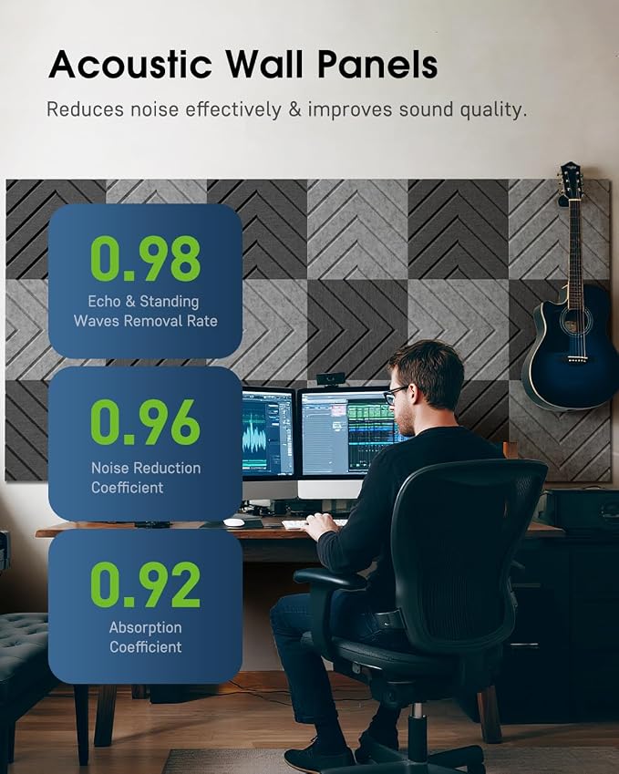 Sound Proof Foam Panels for Walls, 12 Pack Self-Adhesive Acoustic Panels - Image 3