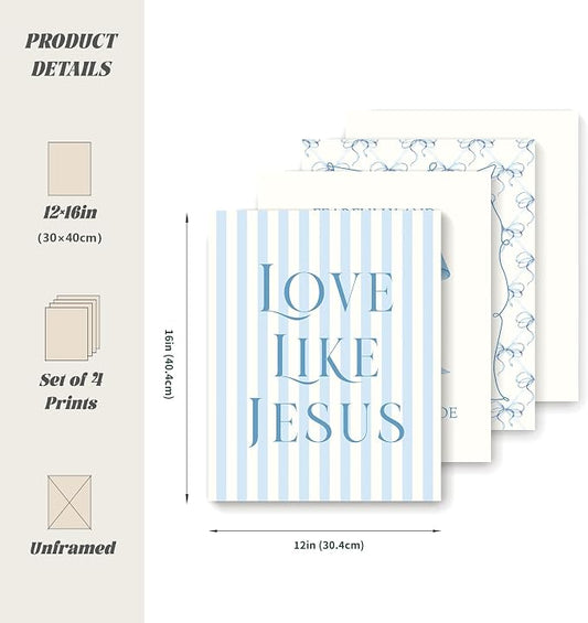 LARTSFRO Coquette Blue Bow Jesus Wall Art Decor Posters, Light Blue Bow - Image 2