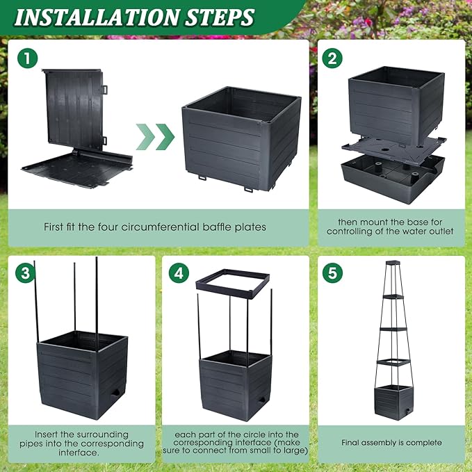 MQFORU Raised Garden Bed Planter Boxes with Trellis, 57" Self-Watering Tomato Planter Boxes with Trellis for Climbing Vegetable and Plants, Tomato Cage for Indoor Outdoor Use