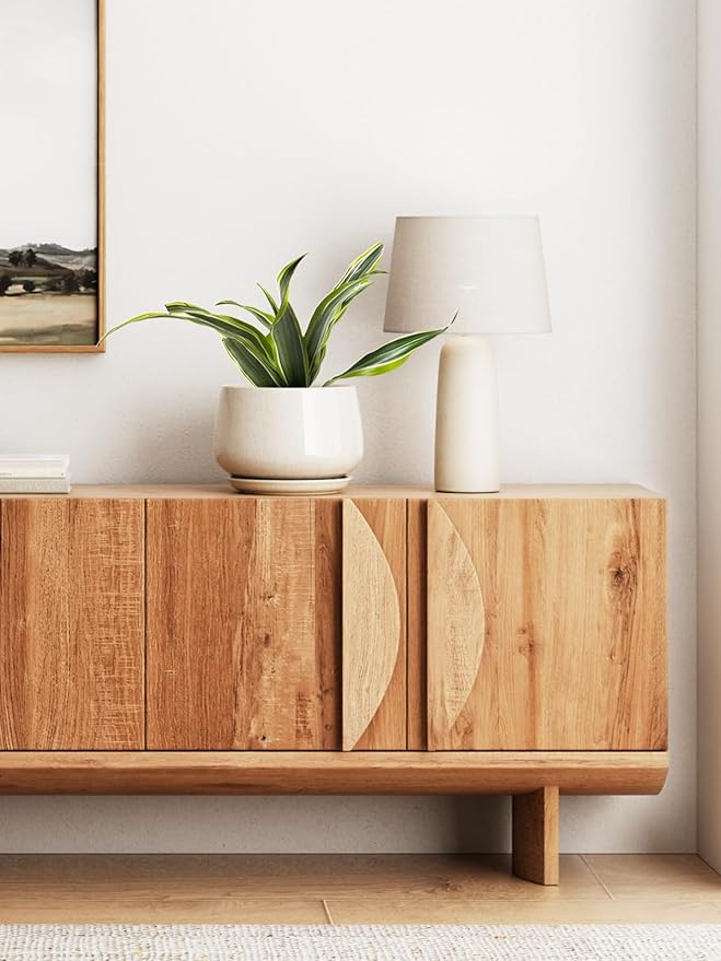 LE TAUCI Ceramic Planter, 10 Inch Plant Pot with Drainage Hole & Saucer – Durable Indoor Planter for Modern Home Decor, Reactive Glaze Beige