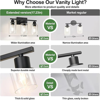 MOKATNG 3-Light Bathroom Light Fixtures, Vanity Light - Image 3