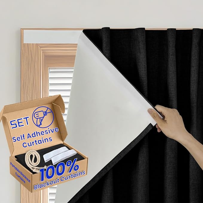 Self-Adhesive 100% Blackout Curtain by Sovtfides