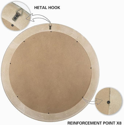 Reflinto 30 Inch Rustic Farmhouse Wooden Round Mirrors - Image 5
