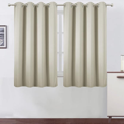 LEMOMO Light Beige Blackout Curtains/52 x 45 Inch Length Kids Curtains/Set of 2 by Lemomo