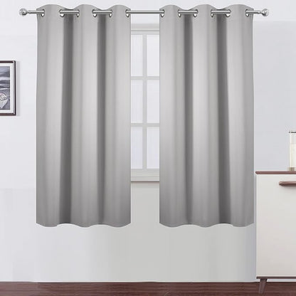 LEMOMO Light Grey Blackout Curtains 34 x 54 Inch Length/Set of 2 Curtain by Lemomo