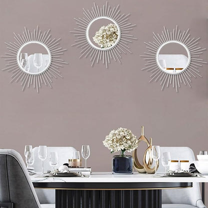 3 Pack Metal Mirrors for Wall Sunburst Wall Mirrors Home Décor Decorative - Image 7