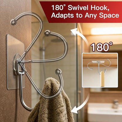Latoxcaa Large Adhesive Hooks 12-Pack, Heavy Duty Wall Hooks - Image 4