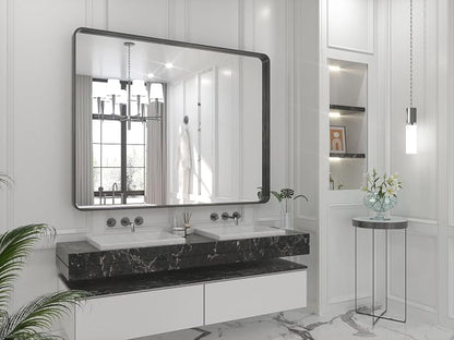 TETOTE 48 x 40 Inch Black Frame Mirror, Bathroom Vanity Mirror - Image 8