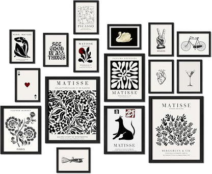 ANERZA 16 PCS Black and White Wall Art Decor, Matisse Abstract Gallery Wall by ANERZA