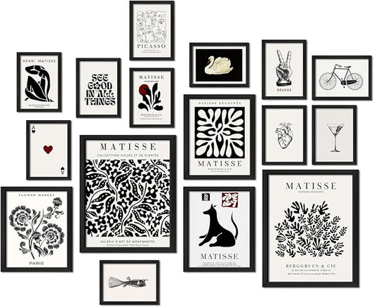 ANERZA 16 PCS Black and White Wall Art Decor, Matisse Abstract Gallery Wall by ANERZA