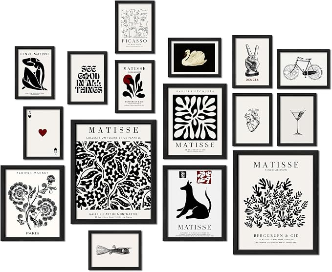ANERZA 16 PCS Black and White Wall Art Decor, Matisse Abstract Gallery Wall by ANERZA