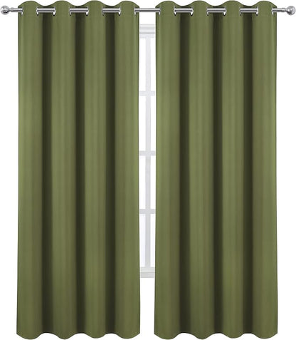 LEMOMO Blackout Curtains 66 x 84 inch/Olive Green Curtains Set of 2 - Image 2