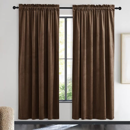 NICETOWN Thermal Insulated Brown Velvet Curtains, Sound Reducing Heavy Matt by NICETOWN