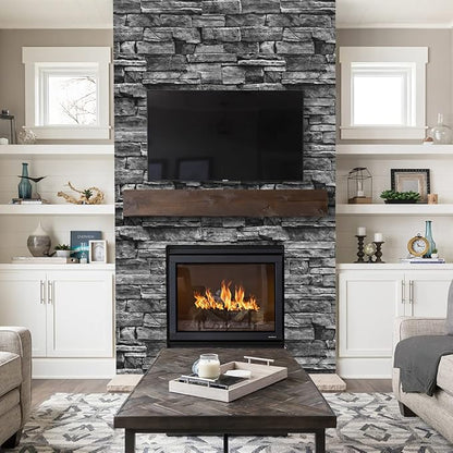 Jeweluck Grey Brick Wallpaper Peel and Stick Wallpaper 17.7”×393.7” Faux Stone - Image 2