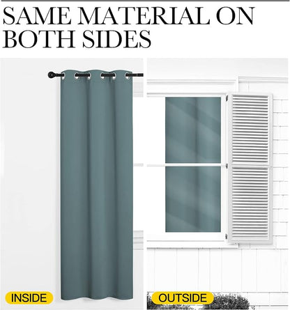 NICETOWN Greyish Blue Curtains for Sliding Glass Door, 84 inch Long, Grommet - Image 5