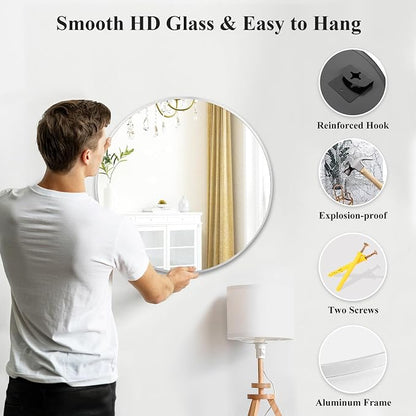 Fabuday Silver Circle Mirror for Wall 26 inch - Image 6