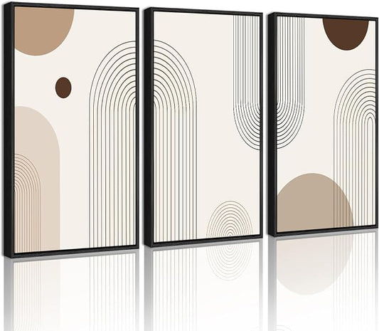 PHOPAGO Boho Wall Art Minimalist Bohemain Framed Wall Printing 16x24in Abstract by PHOPAGO
