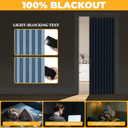 AJAZZ 100% Blackout Accordion Doors Interior Magnetic Door Curtain Closet Door - Image 4