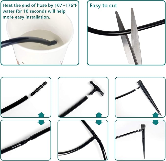 1/4 inch Blank Distribution Tubing Drip Irrigation Hose,50ft Soft Watering Tube for Small Lawn Garden Irrigation System