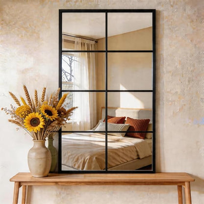 DUMOS Wall Mirror 16" x 32", Rectangle Window Pane Decorative Mirror, Metal by DumosLifestyle
