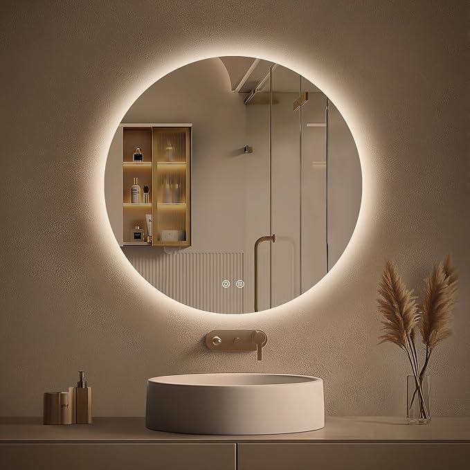LOVESPEJO 24 Inch Round Backlit Bathroom Mirror by LOVESPEJO