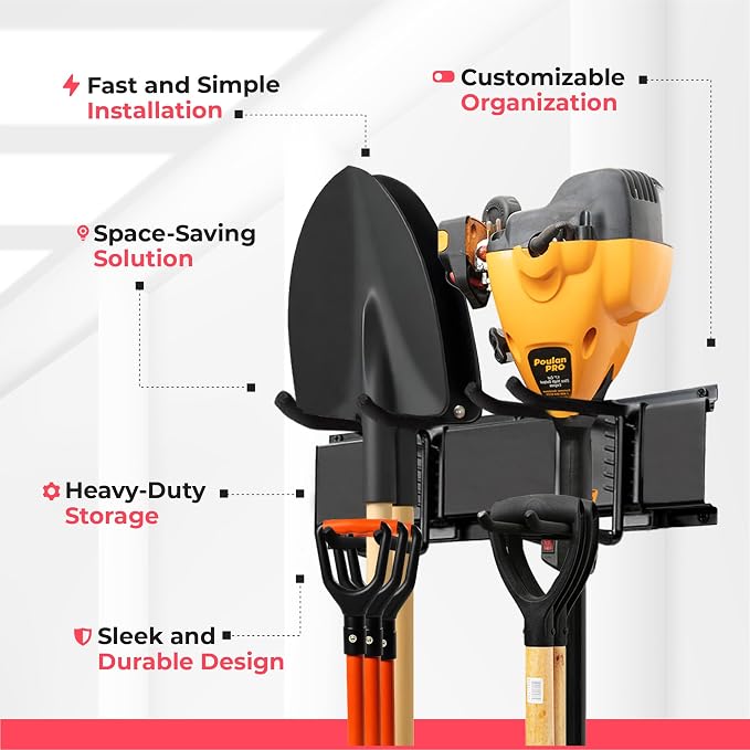 TIDYME Garage Wall Organizer | 96" Heavy-Duty Tool Storage Rack | Adjustable - Image 5