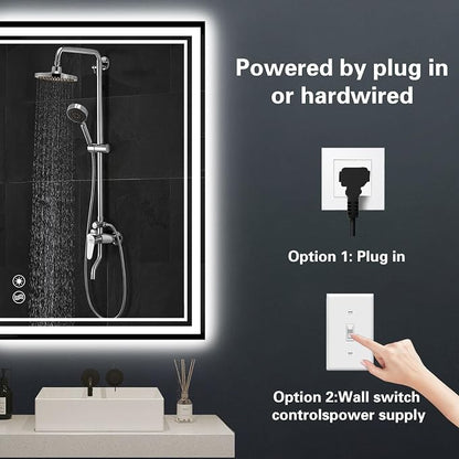 24“ x 36” LED Mirror for Bathroom Front and Backlit Anti-Fog Dimmable 3 Colors - Image 4