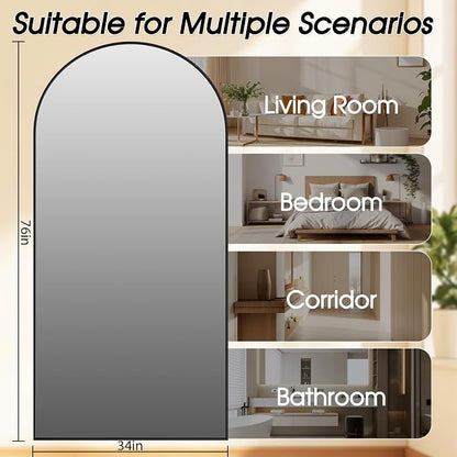76"x34" Floor Mirror Full Length, Arched Full Length Mirror - Image 6