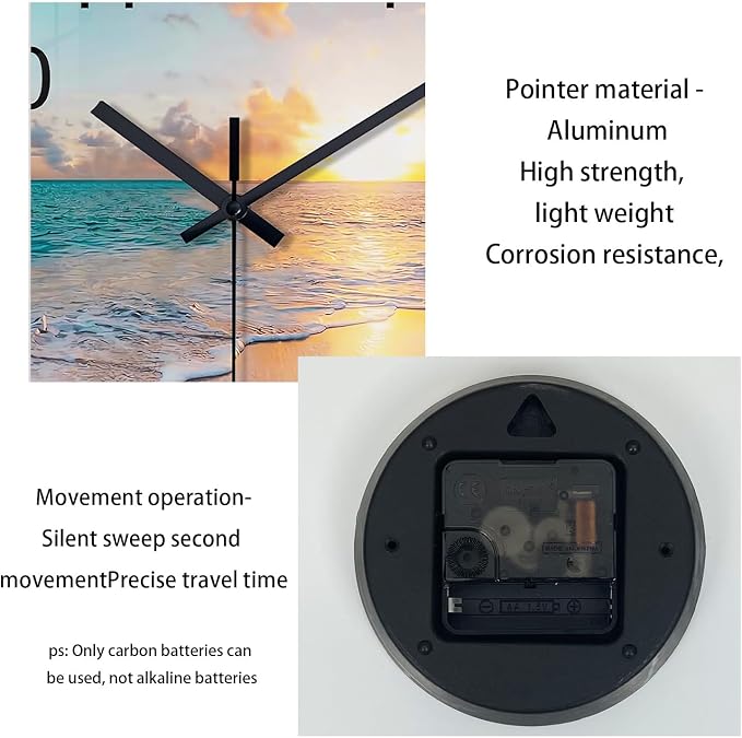 Blue Wall Clock Silent Glass Beach Wall Clock - Image 7