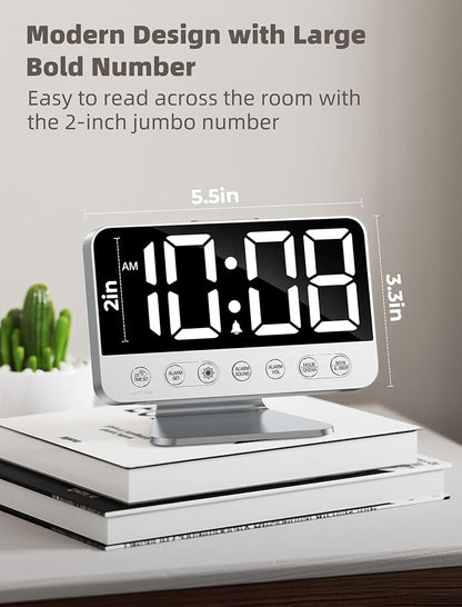 Odokee Digital Alarm Clocks for Bedrooms: Large Bold Number 5 Brightness Dimmer - Image 2