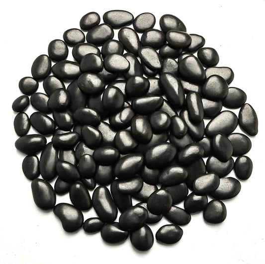 River Rocks 5 Lb, Pebbles for Indoor Plants 0.5"-1.4", Black Rocks for Outdoor Landscaping, Decorative Stones Vase Filler, Fish Tank, Fountain, Succulents, Flower Bed, Black