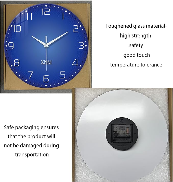 XNM Modern Minimalist Glass Wall Clocks Battery Operated 24 Inch Large Simple - Image 6