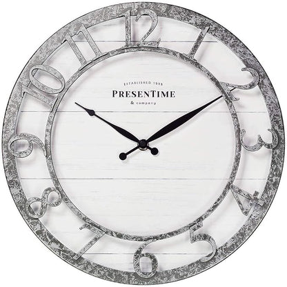 Presentime & Co 13" Farmhouse Series Wall Clock, Quartz Movement, Shiplap Style by Presentime