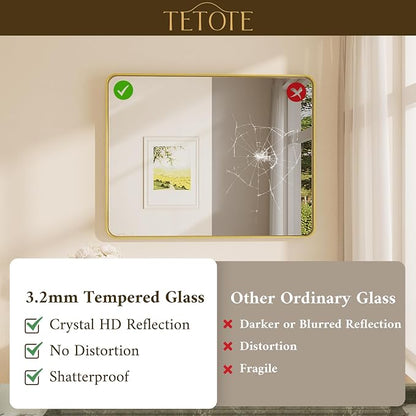 TETOTE 30 x 36 Inch Gold Mirror - Image 4