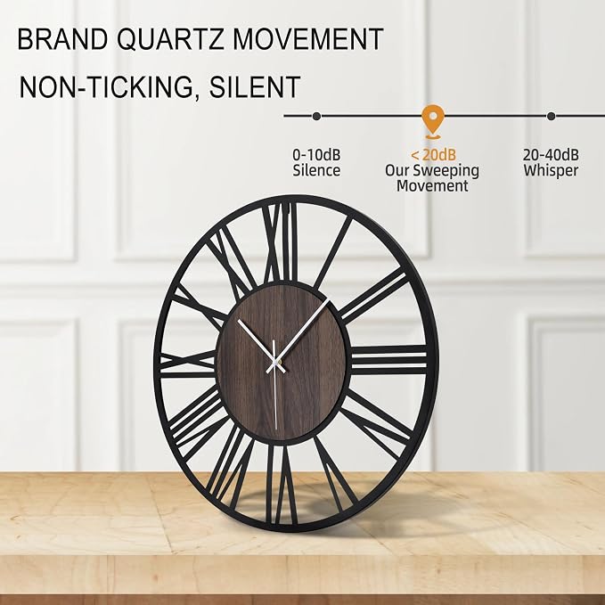 Large Wall Clock for Living Room Decor, 14 Inch Non Ticking Silent, Battery - Image 4