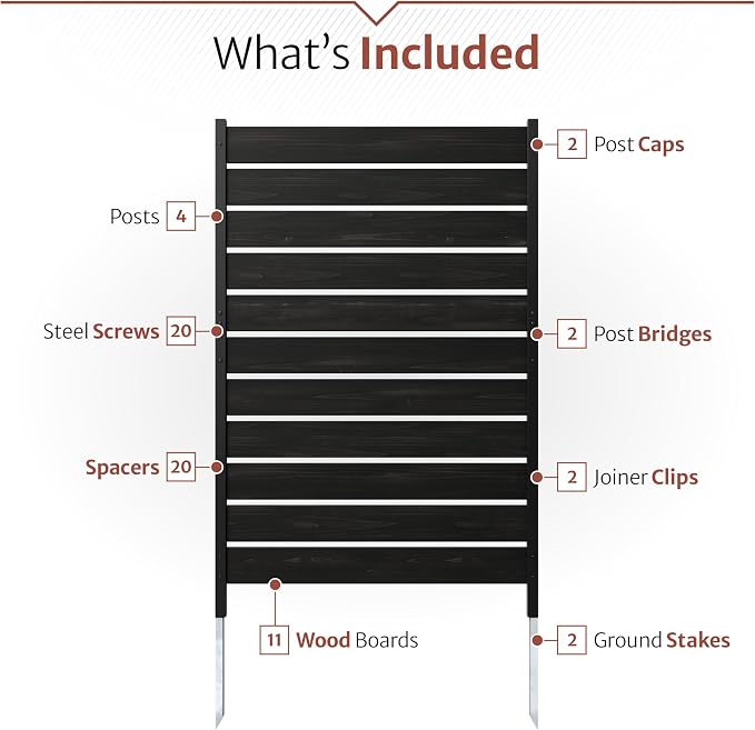 5ft H x 3.2ft W No Dig Charcoal Wood Privacy Screen, Great to Hide Trash Cans - Image 5