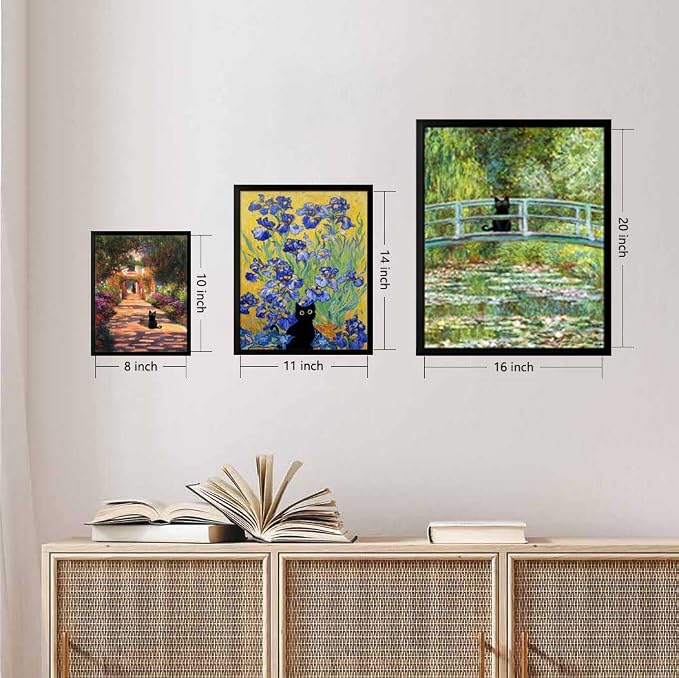 Hamduker Garden Black Cat Wall Art Pictures Funny Preppy Cat Posters Wall Art - Image 7