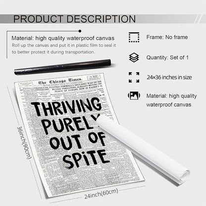 noxozoqm Black And White Newspaper Poster Fashion Fun Motivational Quote Wall - Image 2