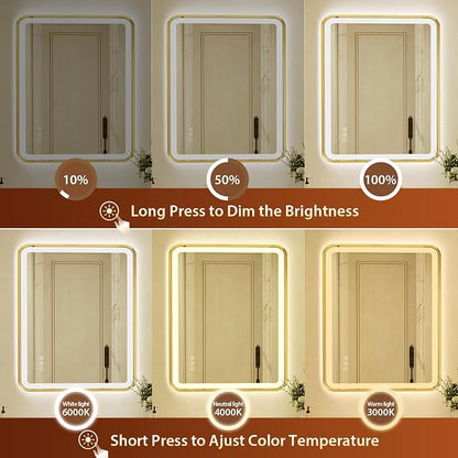28x40 Inch Gold Framed LED Bathroom Mirror - Image 3