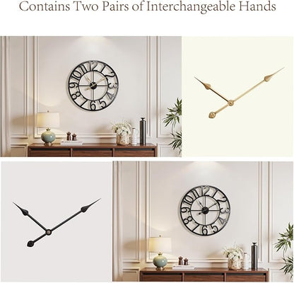 Vantic 24 Inch Large Wall Clock, Arabic Numeral Metal Oversized Wall Clocks - Image 4