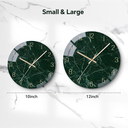VIKMARI Emerald Green Glass Wall Clock Silent Non-Ticking Battery Operated 10 - Image 2
