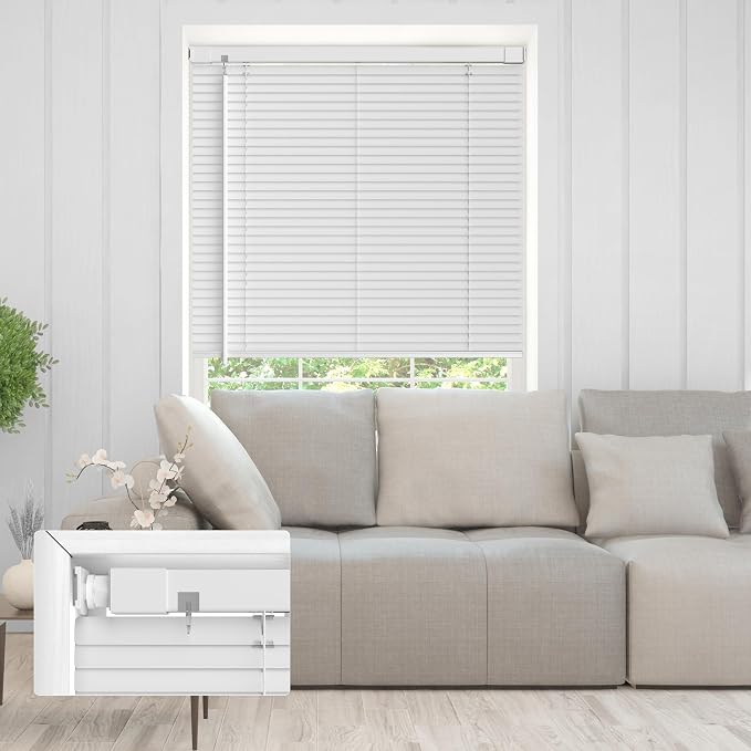 No Drill No Tool 1" Vinyl Mini Blinds, Light Filtering Horizontal Window Blinds - Image 6