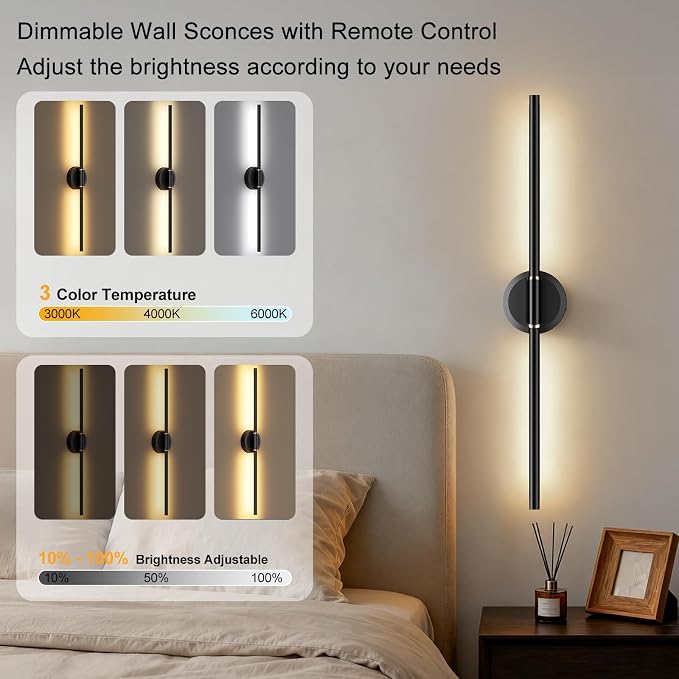 Battery Operated Wall Sconces Set of 2, Dimmable 8000mAh Rechargeable Wall - Image 3