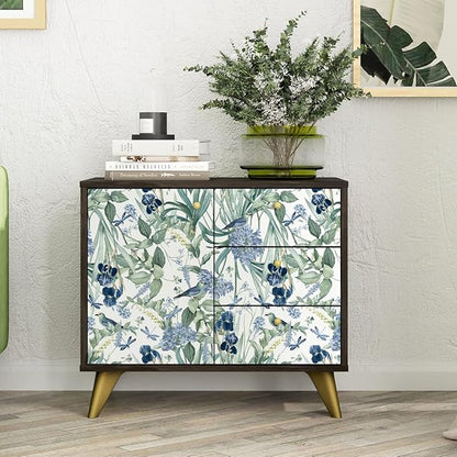 Floral Wallpaper Peel and Stick Blue Flower Contact Paper 16.9inch x118.1inch - Image 3
