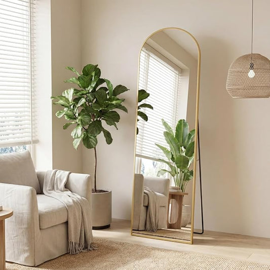 Sweetcrispy 56"x15" Arched Full Length Mirror, Leaning or Standing Full Body - Image 2