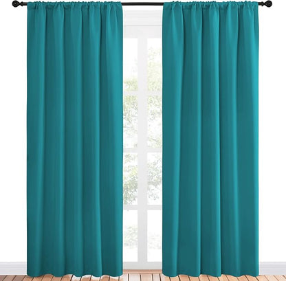 NICETOWN Peacock Blue Blackout Curtains Panels - Image 2