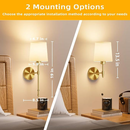 Ouyulong Battery Operated Wall Sconces Set of 2, Wireless Rechargeable Dimmable - Image 2