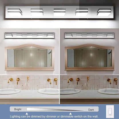 SineRise LED Modern Bathroom Vanity Light Fixtures, Chrome Modern Acrylic - Image 4